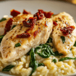 Delicious Chicken Risotto with Spinach and Sun-Dried Tomatoes