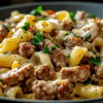 Crockpot Philly Cheesesteak Pasta Casserole