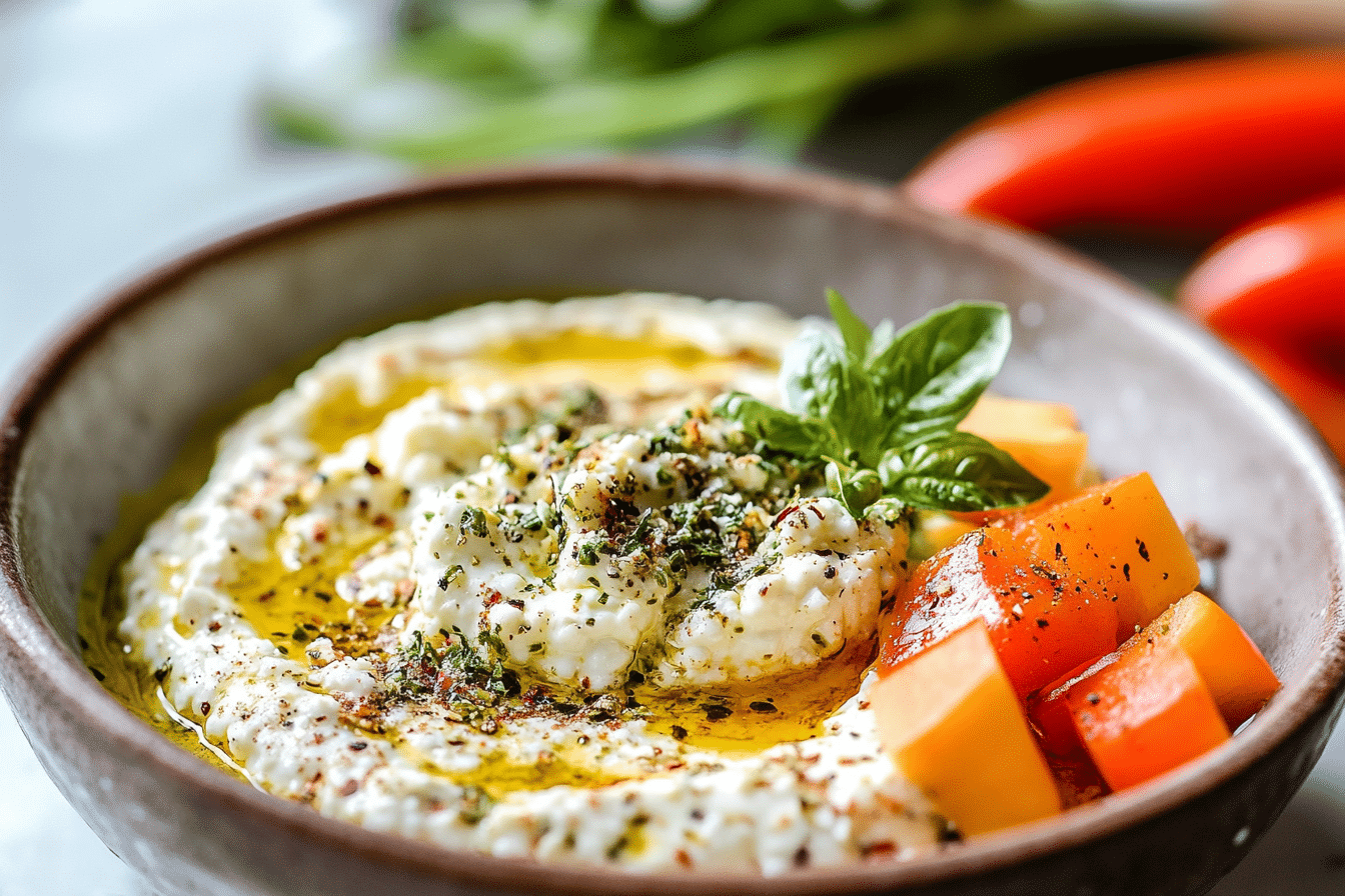 High-Protein Cottage Cheese Veggie Dip with Za’atar