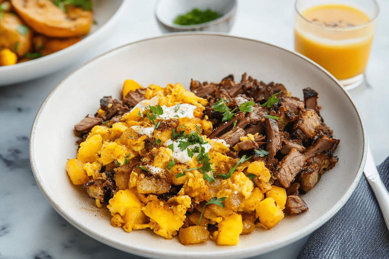 Copycat Dunkin' Hash Brown Brisket Bowl