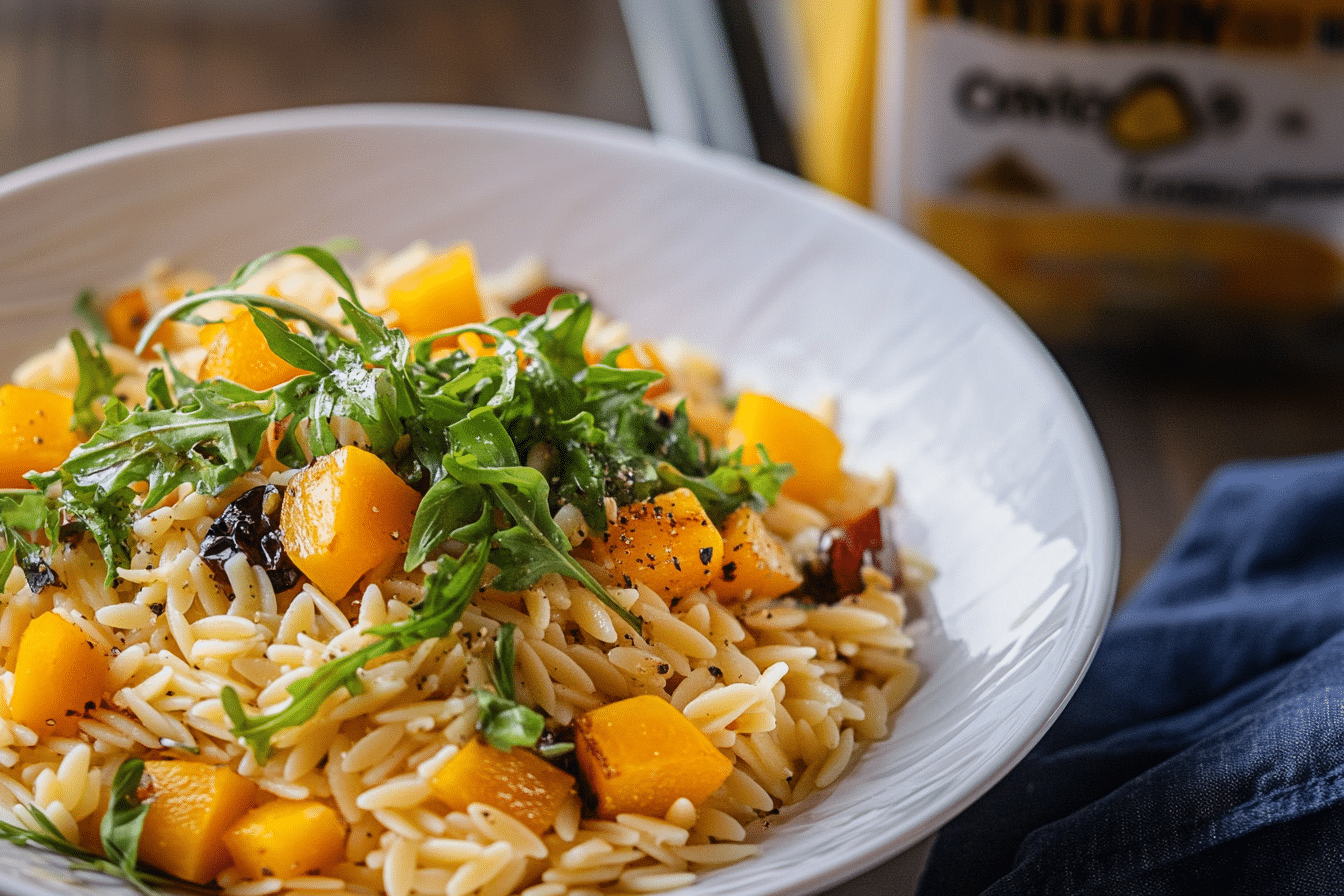 Warm Orzo Pasta Salad with Butternut Squash