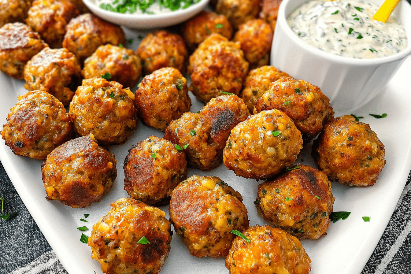 Creole Sausage Balls with Remoulade Sauce