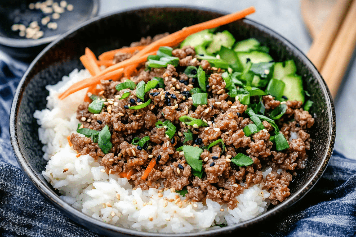Korean Ground Beef and Rice Bowls