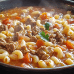 One-Pot Beef Macaroni Soup