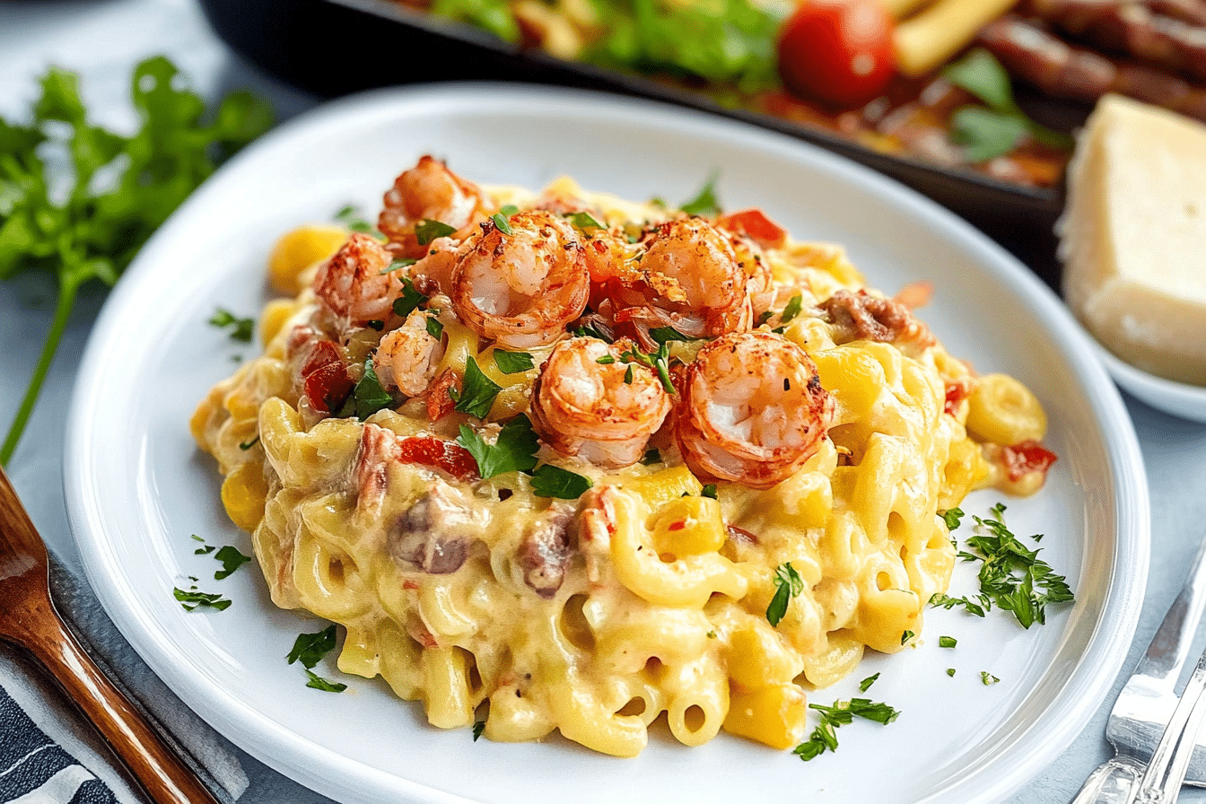 Cajun Three-Cheese Crawfish & Andouille Macaroni
