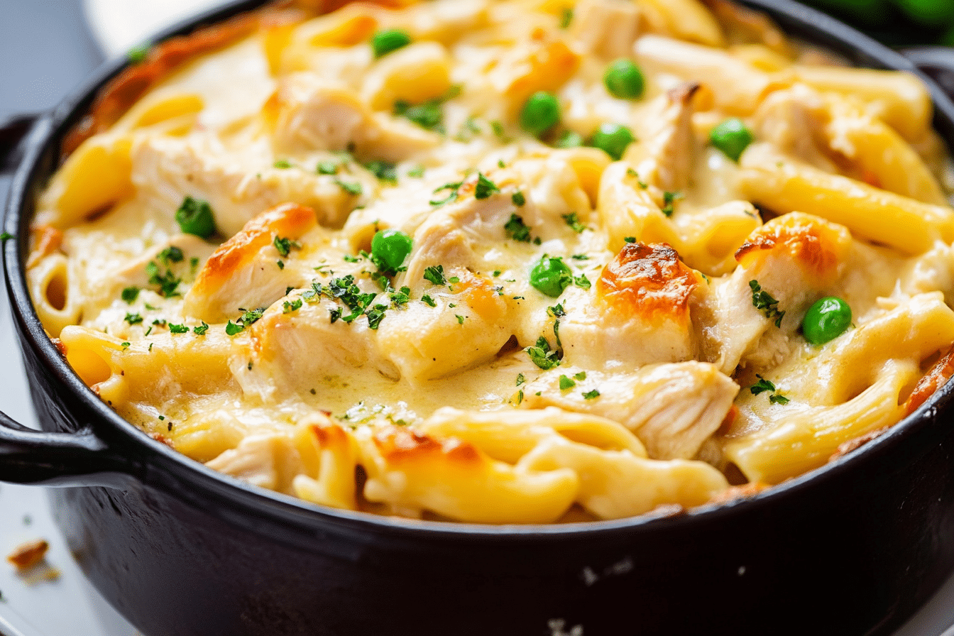 One-Pan Creamy Chicken Pot Pie Pasta