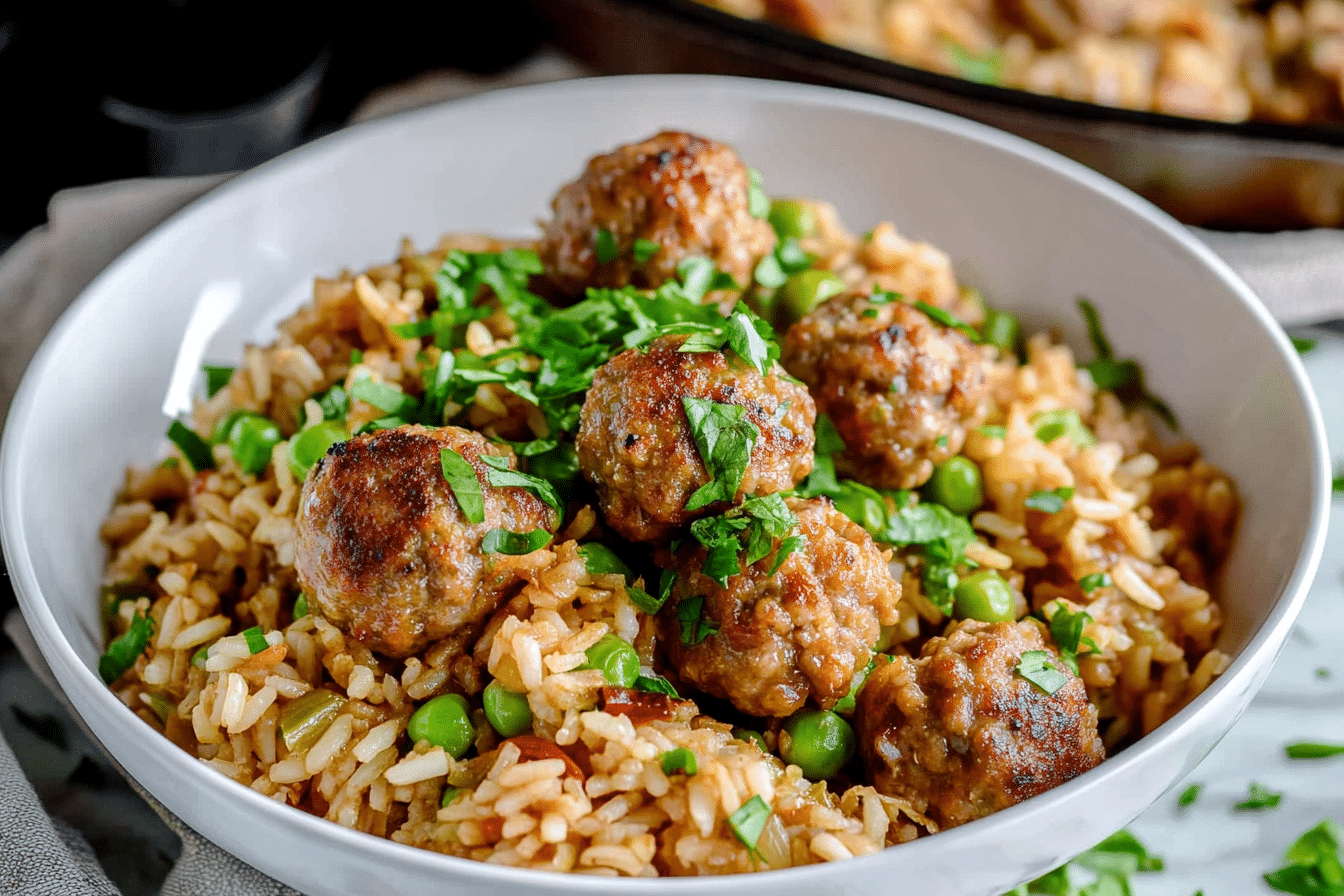 Meatballs and Rice Recipe (One Skillet)