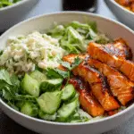 Spicy Honey Harissa Salmon Bowls