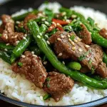 Spicy Garlic Beef Stir-Fry with Green Beans & Rice