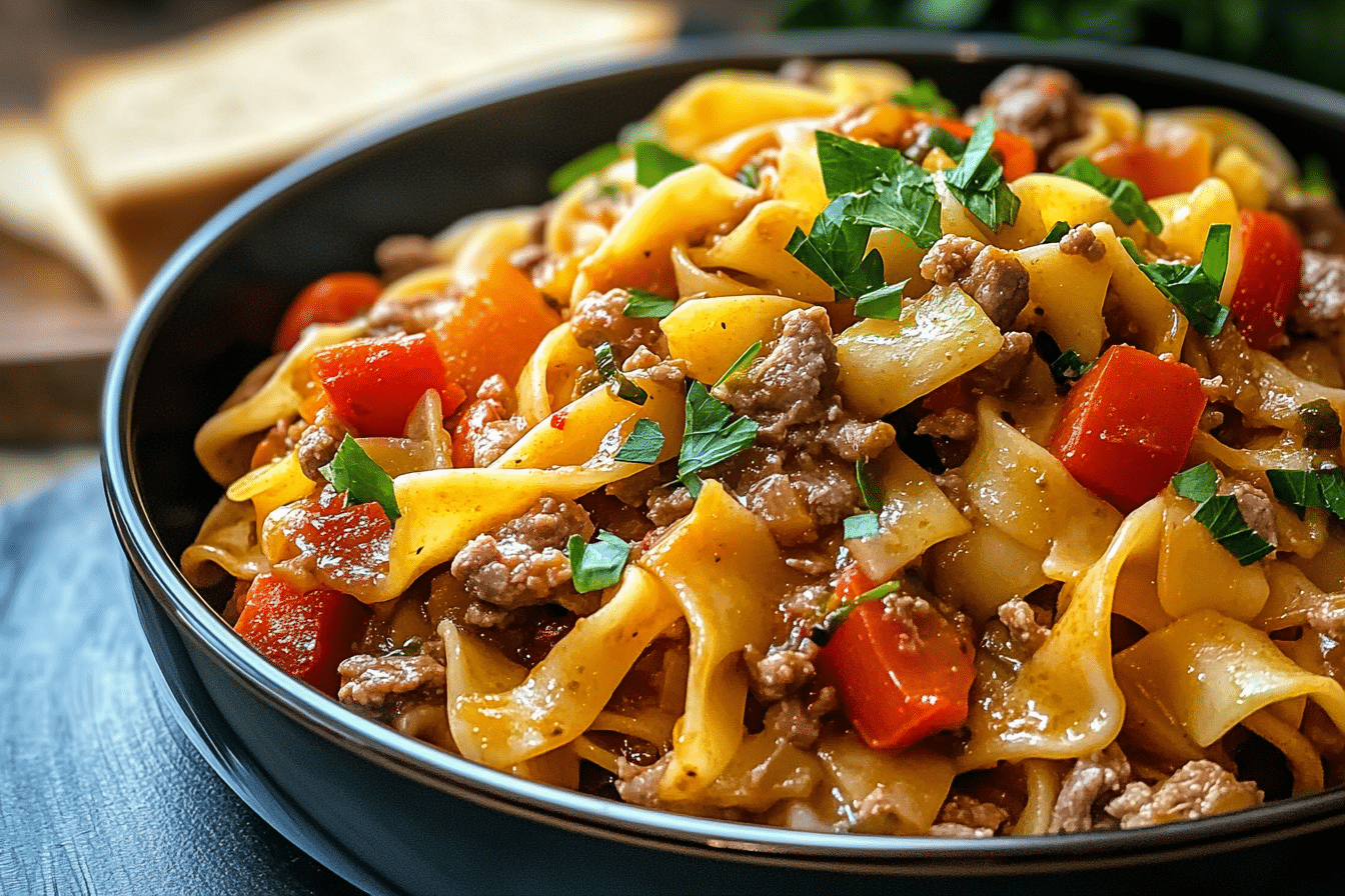 Slow Cooker Italian Drunken Noodles