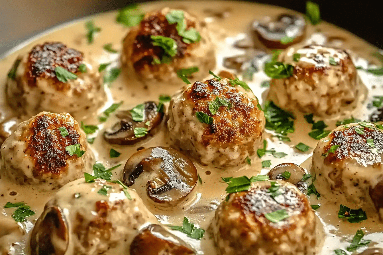 Creamy Mushroom Chicken Meatballs