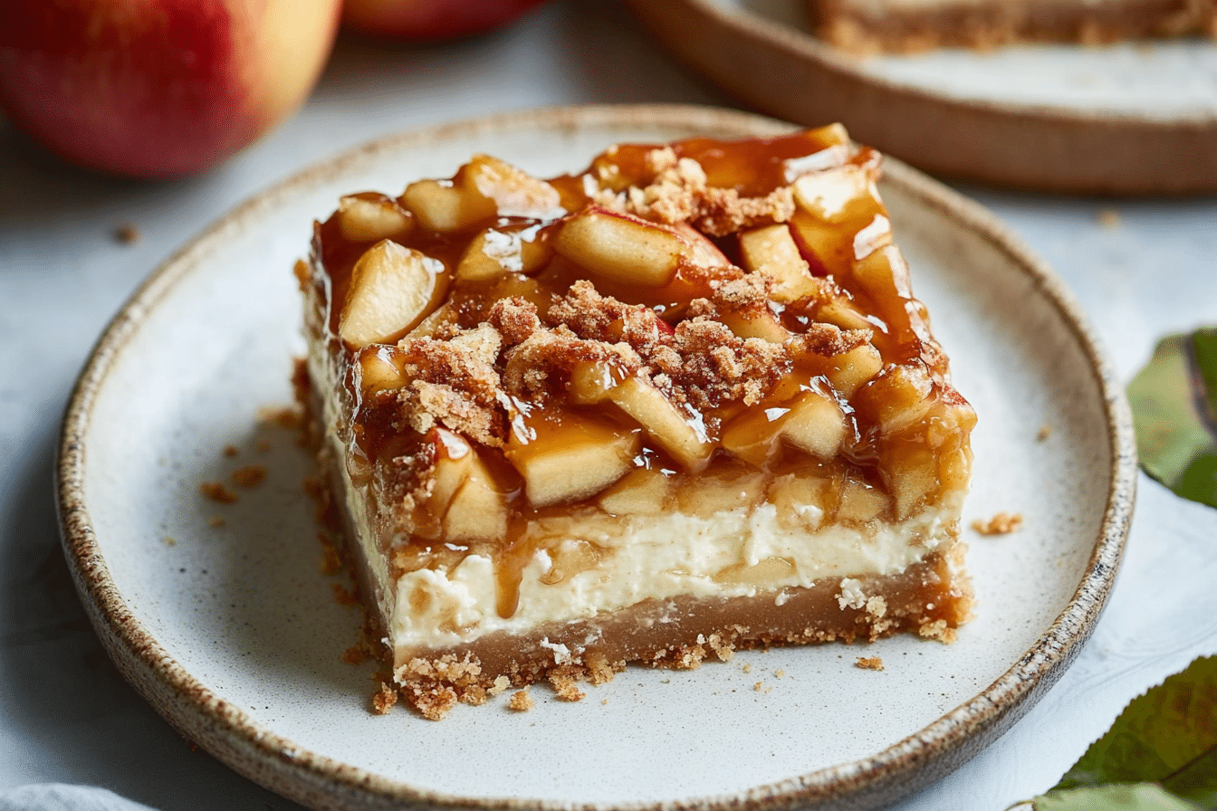 Salted Caramel Apple Cheesecake Bars