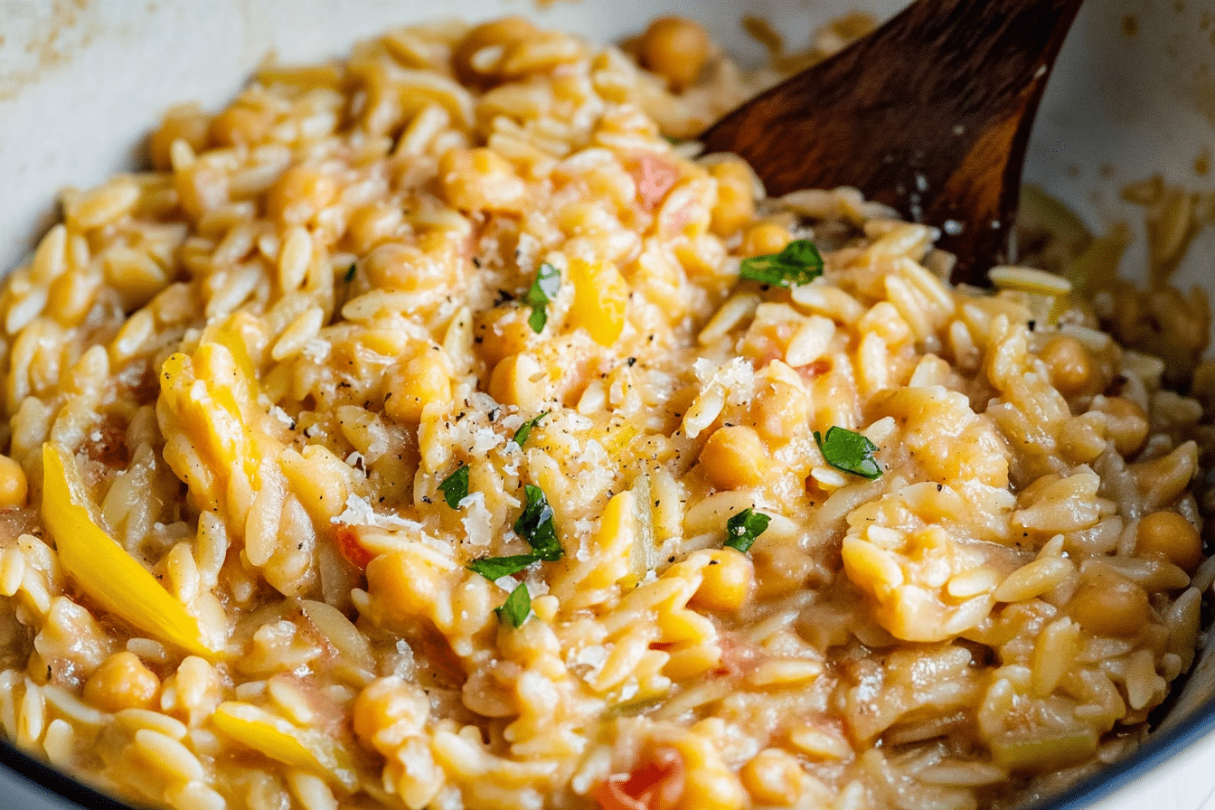 One Pot Chickpea Orzo
