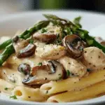 Creamy Mushroom and Asparagus Chicken Penne