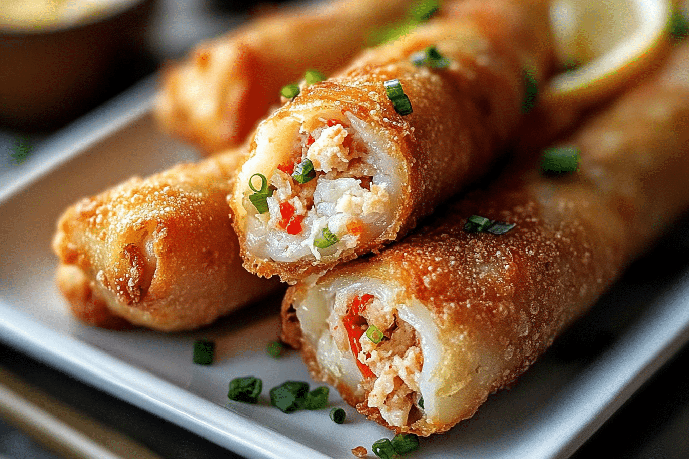 Crispy Crab Cake Egg Rolls with Lemon Dip