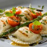 Ravioli with Tomatoes, Asparagus, Garlic, and Herbs