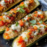 Bruschetta Quinoa Zucchini Boats