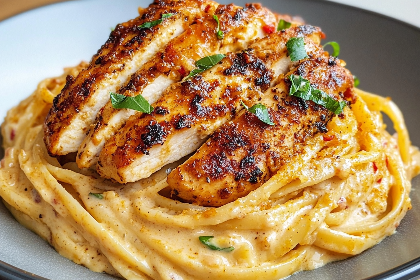 Savory Cajun Chicken over Creamy Parmesan Linguine