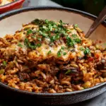 One-Pot Moussaka Beef Rice Pilaf