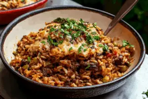 One-Pot Moussaka Beef Rice Pilaf