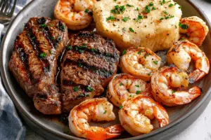 Garlic Butter Grilled Steak and Shrimp