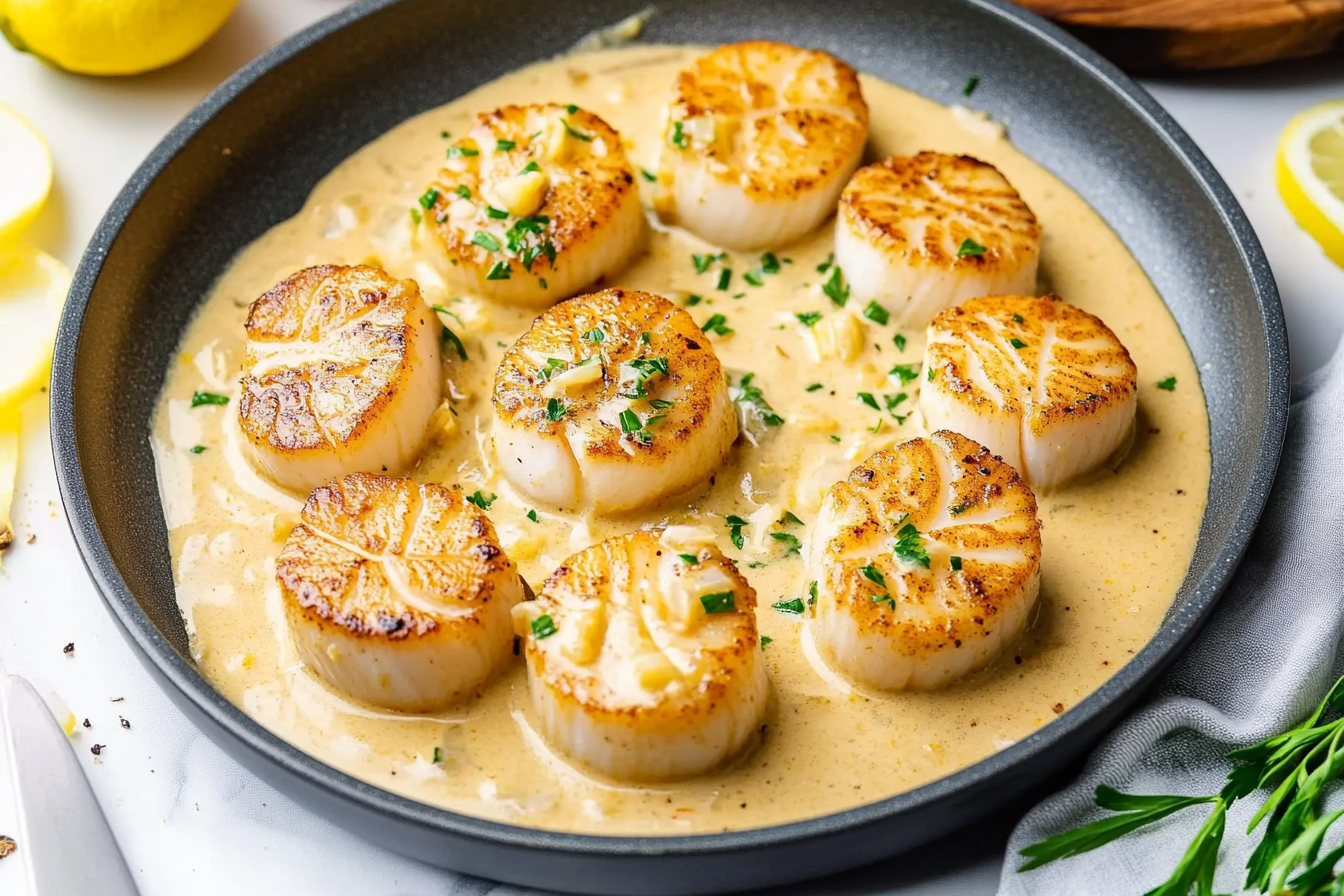 Creamy Lemon Garlic Scallops