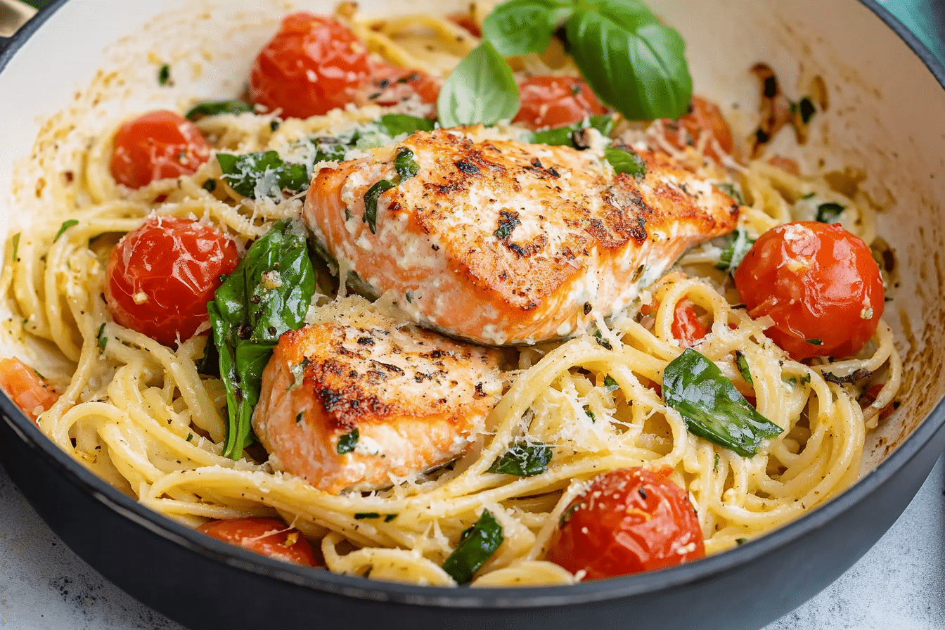Boursin Tomato Pasta with Salmon