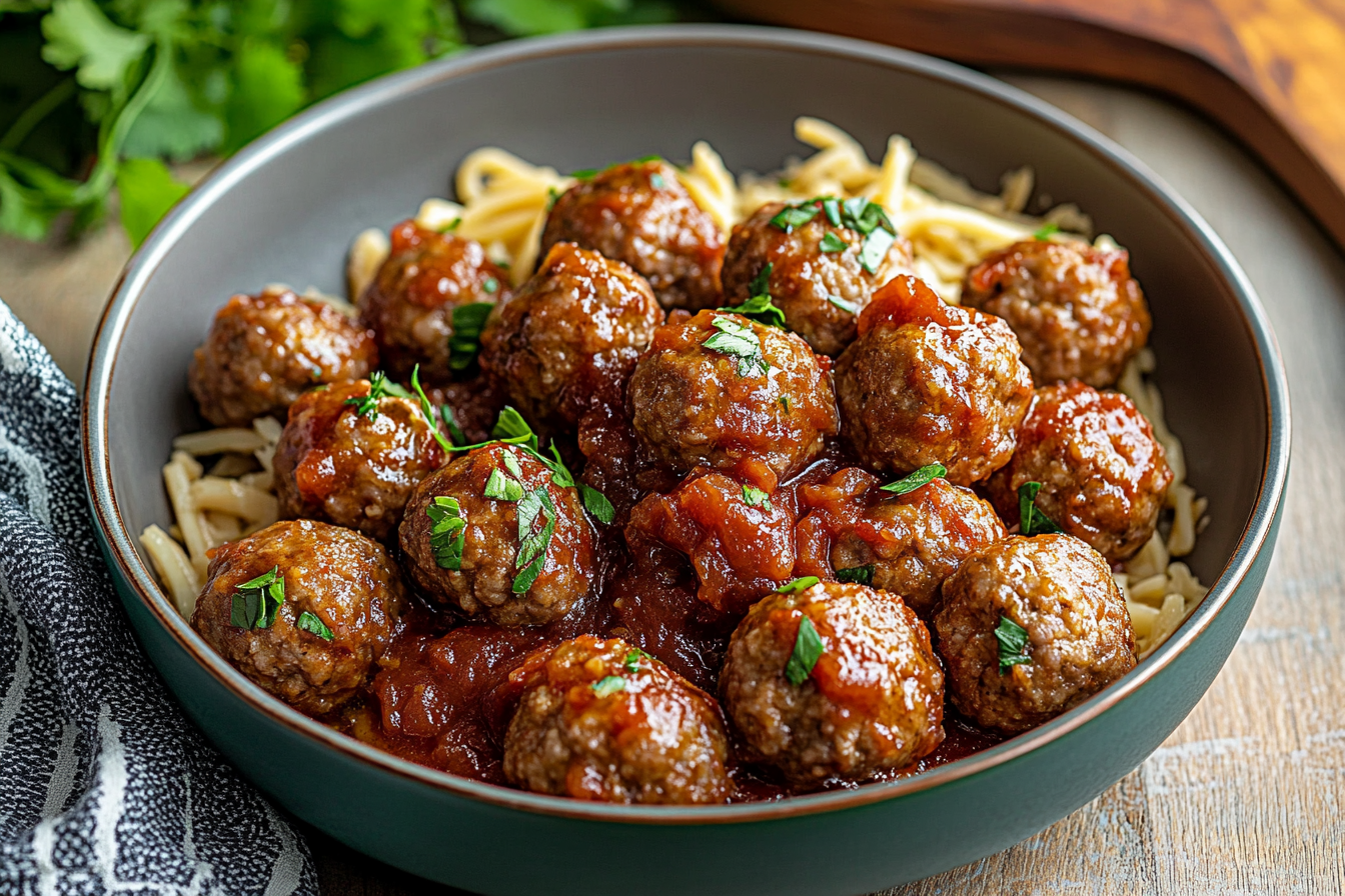 Meatballs in Tomato Maple Sauce