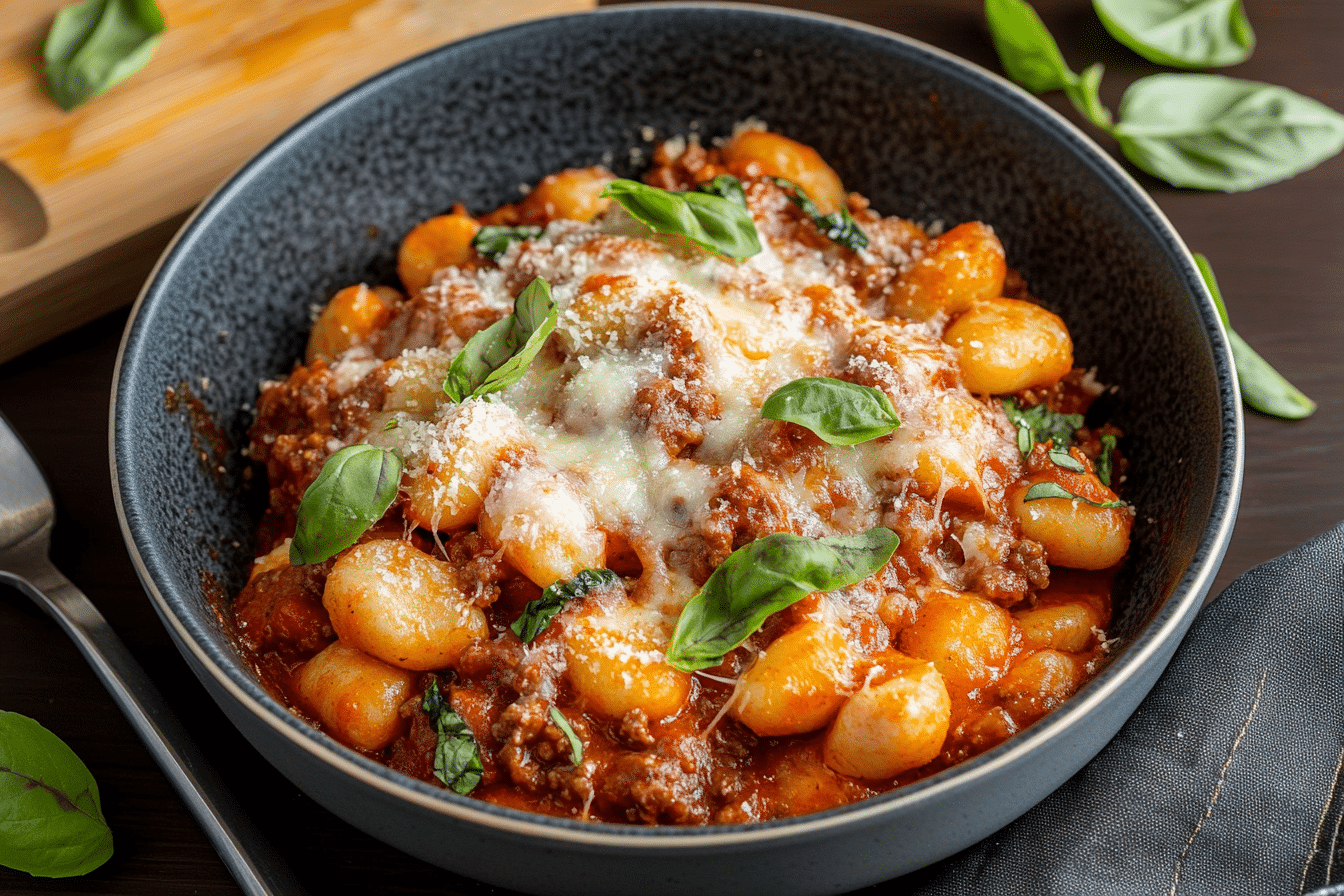Cheesy Bolognese Gnocchi Bake