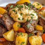 Crockpot Loaded Steak and Potato Bake