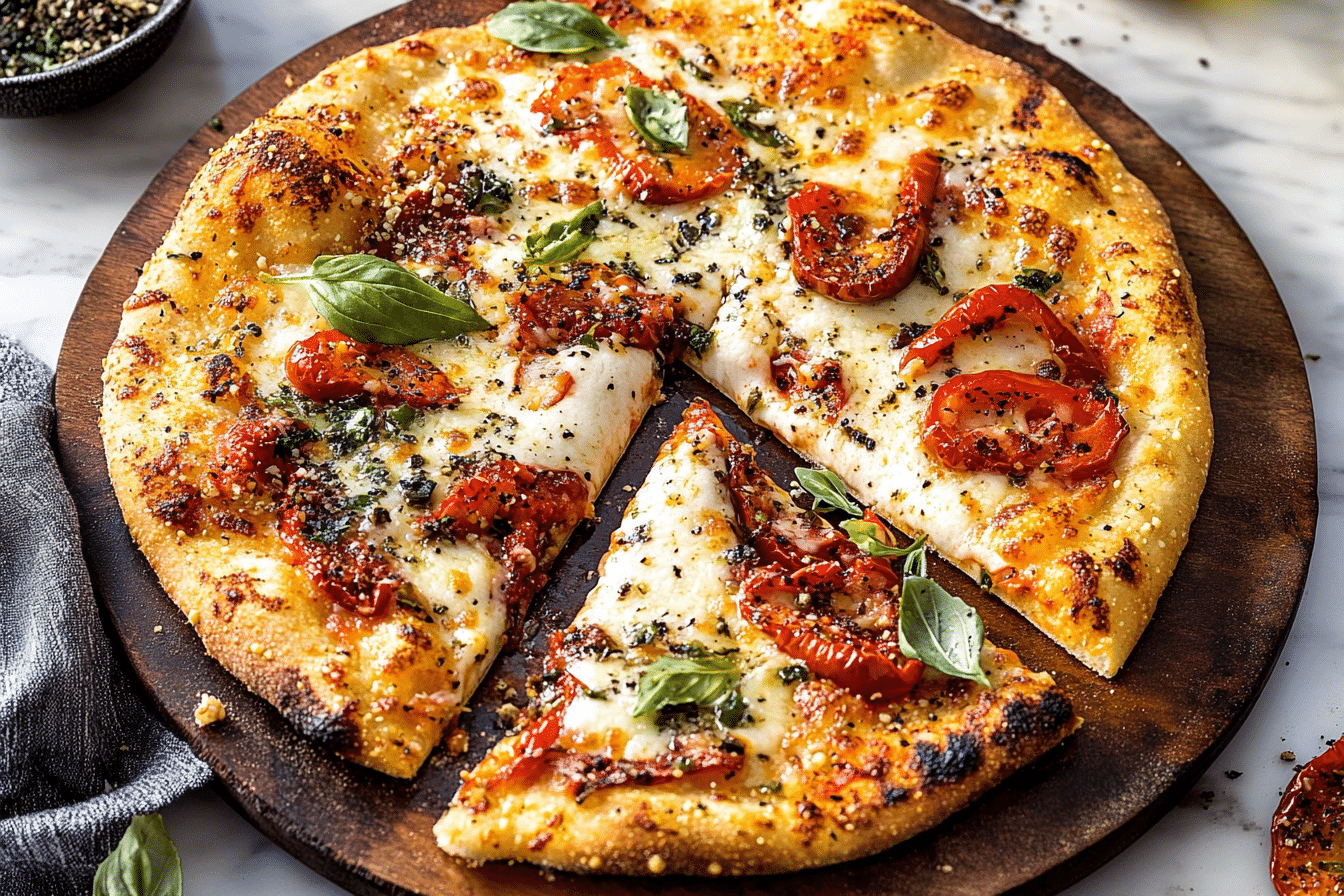 Calabrian Chili Roasted Red Pepper PizzaCalabrian Chili Roasted Red Pepper Pizza