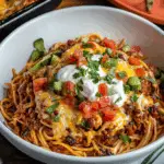 Cheesy Taco Salsa Spaghetti Bake