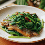 Fried Dace with Stir-Fried Greens