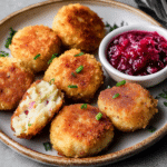 Mashed Potato Croquettes with Cranberry Mayo
