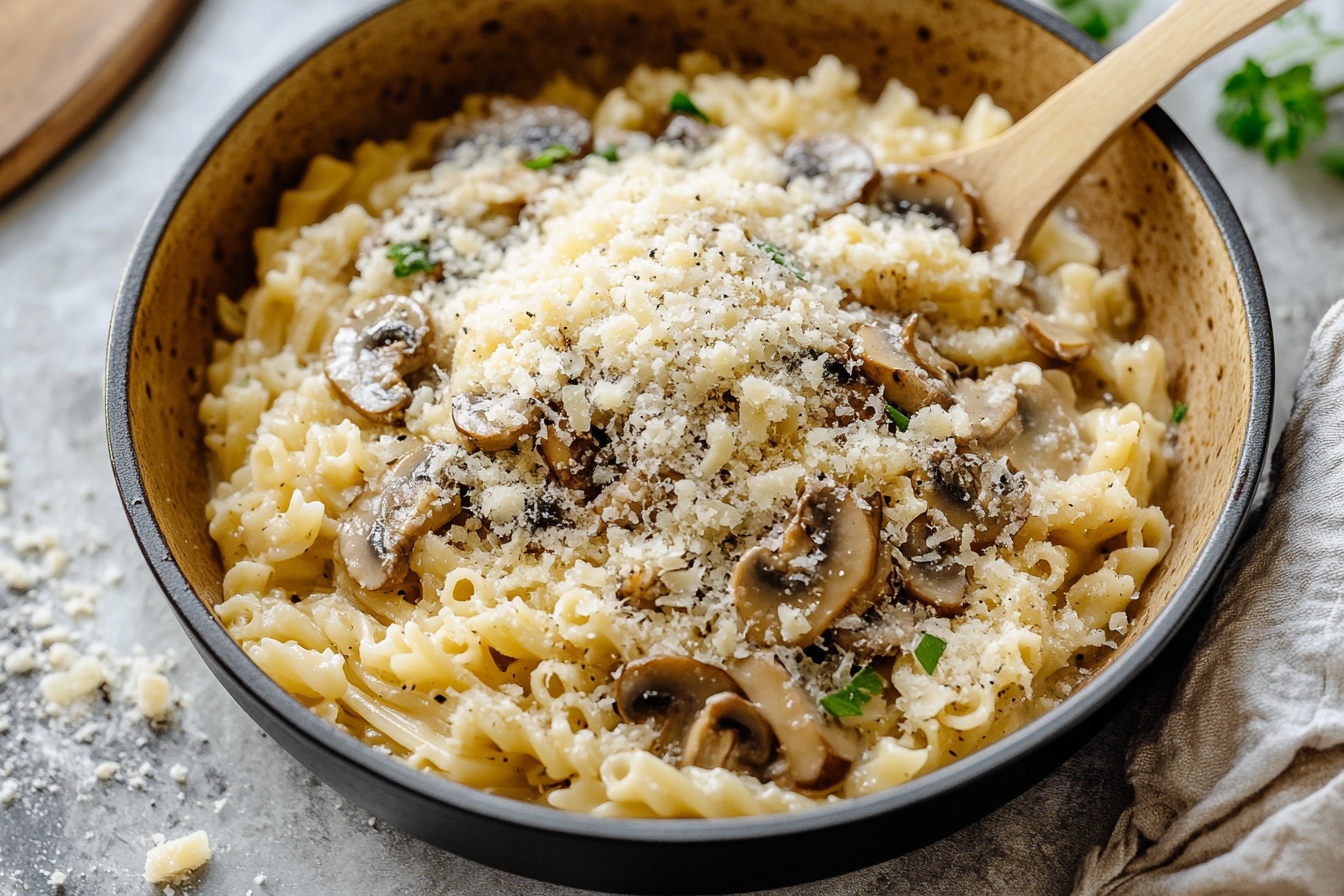 Pastina with a Mushroom Leek Parmesan Broth