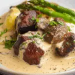 Garlic Butter Steak Bites with Parmesan Cream Sauce