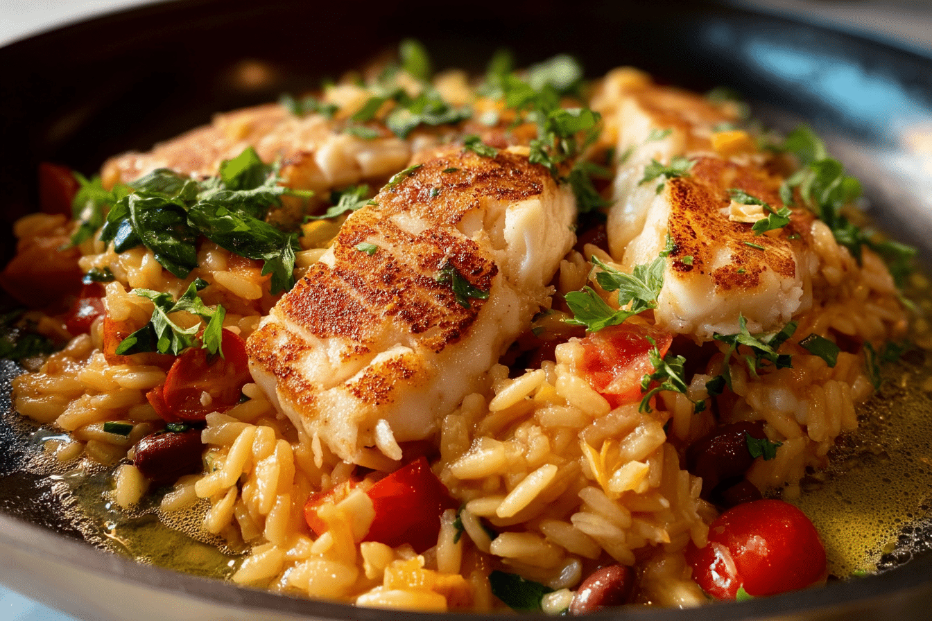 One Pan Fish & Risoni