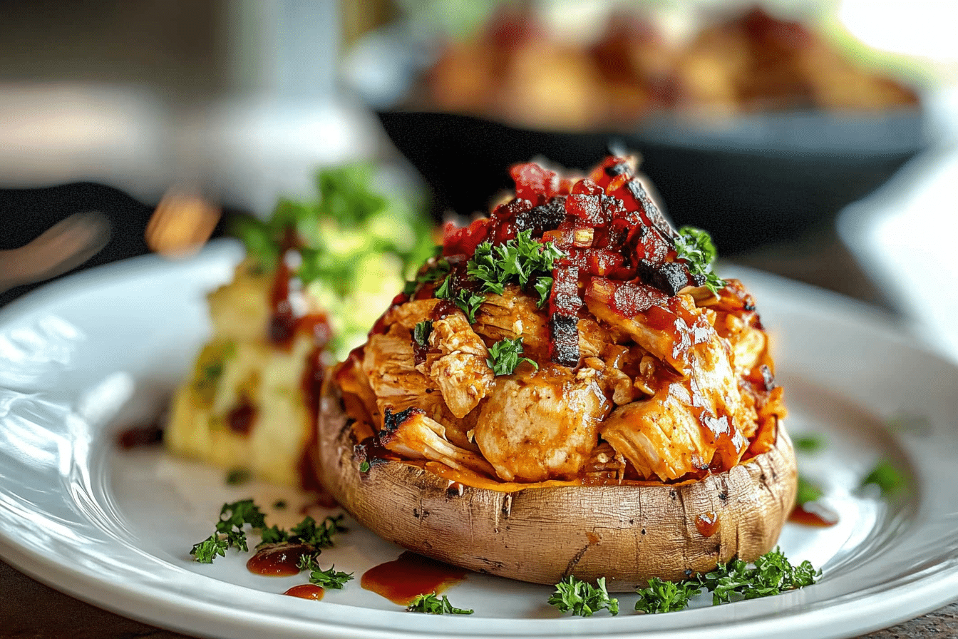 BBQ Chicken Stuffed Sweet Potatoes