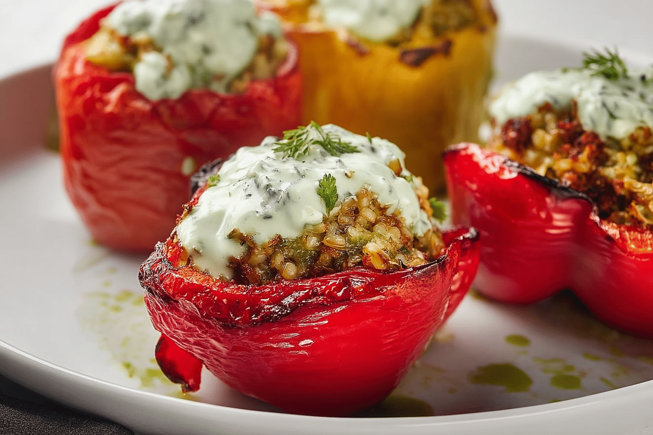 Greek Stuffed Peppers with Tzatziki Sauce