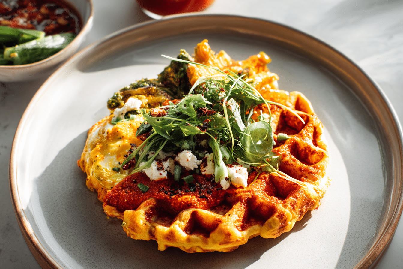 Egg Waffles with Goat Cheese