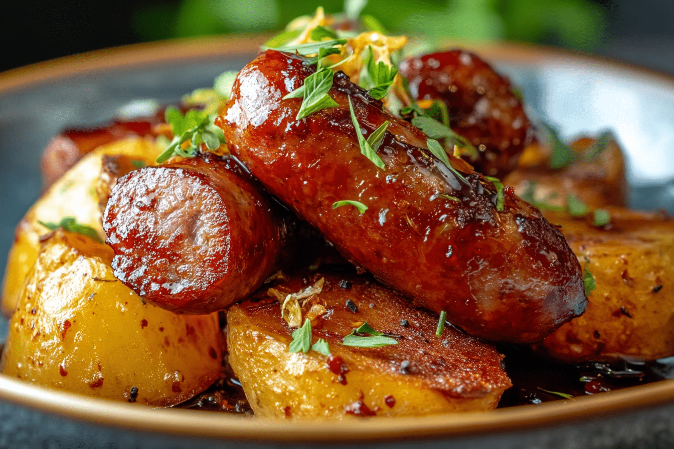 Sweet and Savory Glazed Sausage and Potatoes