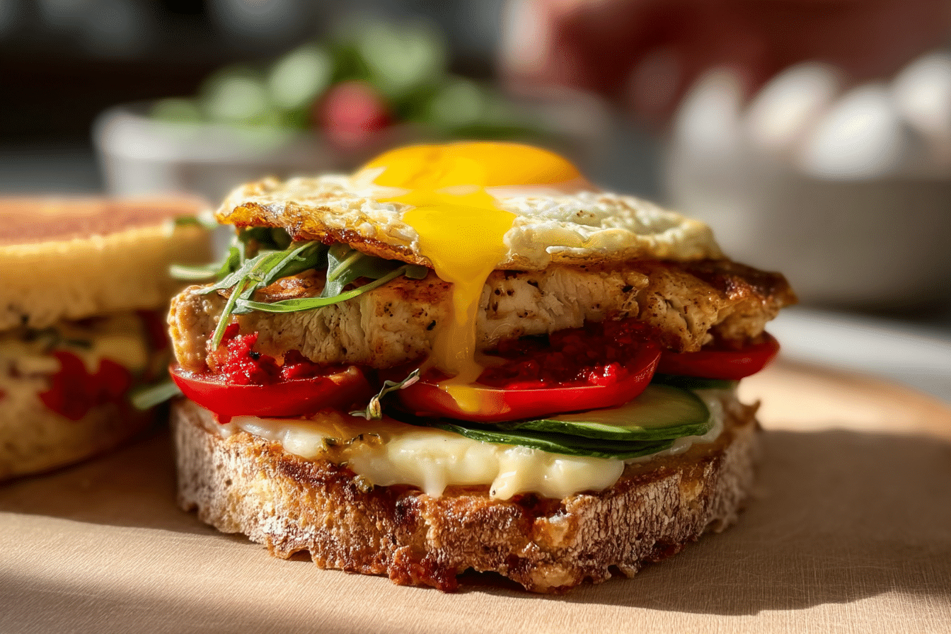 Baked Egg & Chicken Breakfast Sandwich
