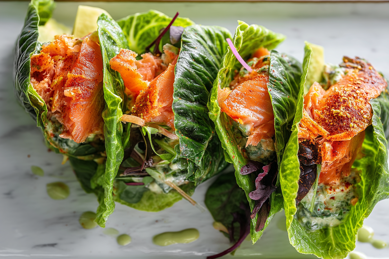 Smoked Salmon Caesar Wraps with Crunch