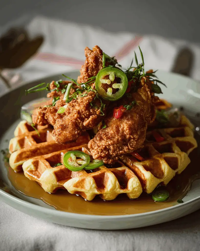 Chicken & Waffles with Jalapeño Honey Butter