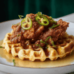 Chicken & Waffles with Jalapeño Honey Butter