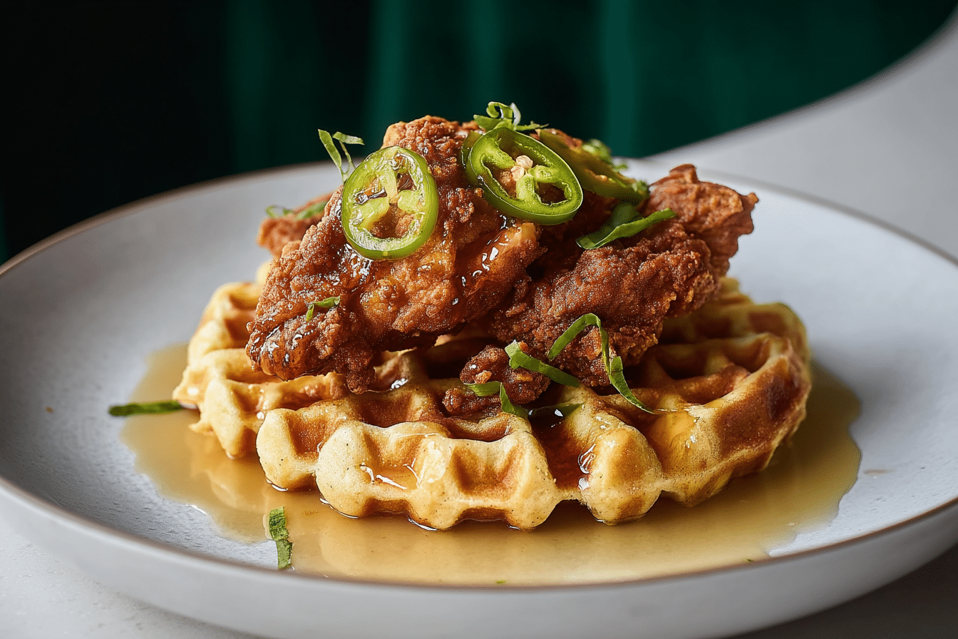 Chicken & Waffles with Jalapeño Honey Butter