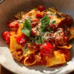 Italian Sausage Pasta in a Tomato Basil Sauce