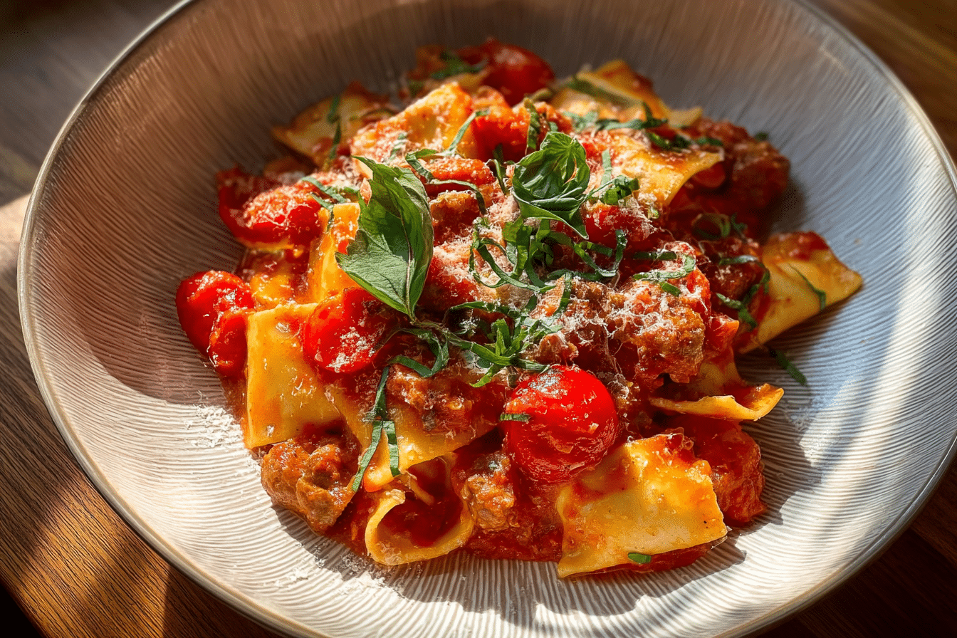 Italian Sausage Pasta in a Tomato Basil Sauce