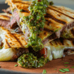 Chimichurri Steak Quesadillas with Avocado Chimichurri