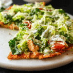 High Protein Chicken Caesar Salad Pizza